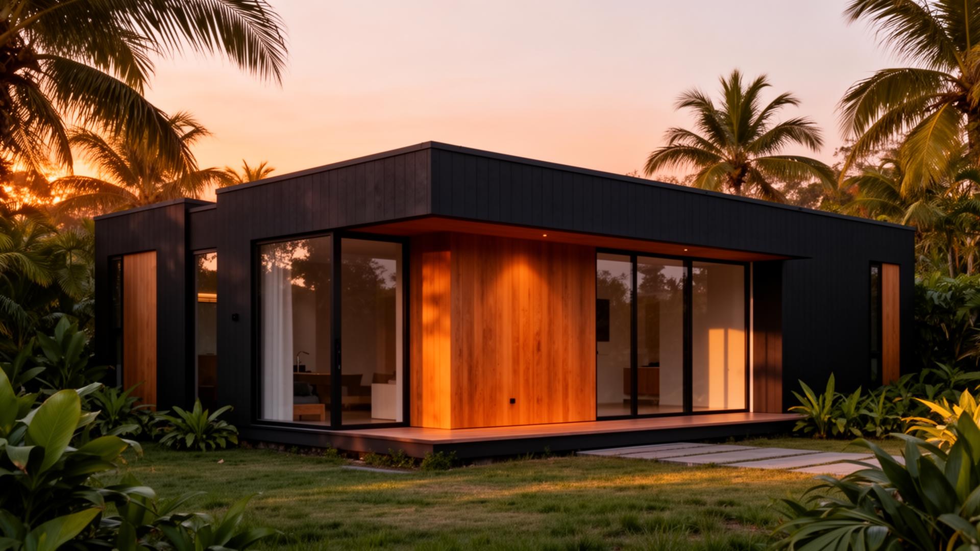 Construção modular contemporânea da MODULIZA integrada à natureza